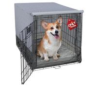 Explore Land Breathable Dog Crate Cover - 4 Sides Mesh Ventilation, Basic Pet Kennel Cover, All Sides Open, Universal Fit for 1 2 3 Doors 30 inches Wire Dog Crate（Continuous Broken Line）