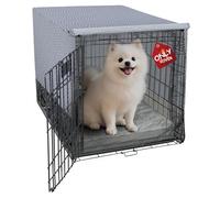Explore Land Breathable Dog Crate Cover - 4 Sides Mesh Ventilation, Basic Pet Kennel Cover, All Sides Open, Universal Fit for 1 2 3 Doors 24 inches Wire Dog Crate （Continuous Broken Line）