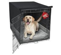 Explore Land Breathable Dog Crate Cover - 4 Sides Mesh Ventilation, Pet Kennel Cover, All Sides Open, Universal Fit for 1 2 3 Doors 36 inches Wire Dog Crate (Black)
