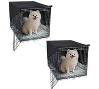 Explore Land Breathable Dog Crate Cover - 4 Sides Mesh Ventilation, Pet Kennel Cover, All Sides Open, Universal Fit for 1 2 3 Doors 24 inches Wire Dog Crate （2 Pack）
