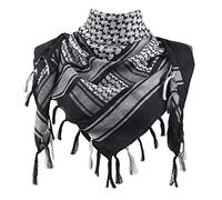 Explore Land Cotton Shemagh Keffiyeh Tactical Desert Military Scarf Neck Head Wrap with Tassel for Men Women Black and White 41 x 43 inches (105 x 110 cm)