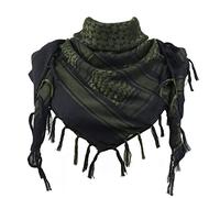 Explore Land Cotton Shemagh Keffiyeh Tactical Desert Military Scarf Neck Head Wrap with Tassel for Men Women Black and Green 41 x 43 inches (105 x 110 cm)