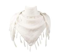 Explore Land Cotton Shemagh Keffiyeh Tactical Desert Military Scarf Neck Head Wrap with Tassel for Men Women Solia White 41 x 43 inches (105 x 110 cm)