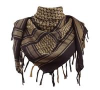 Explore Land Cotton Shemagh Keffiyeh Tactical Desert Military Scarf Neck Head Wrap with Tassel for Men Women Black and Brown 41 x 43 inches (105 x 110 cm)