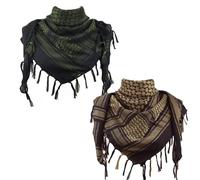 Explore Land Cotton Shemagh Keffiyeh Tactical Desert Scarf Neck Head Wrap with Tassel for Men Women, Black and Green, Black and Brown, One size