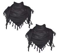 Explore Land Cotton Shemagh Tactical Desert Scarf Wrap, Black, 2 Pack, One size