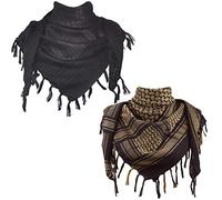 Explore Land Cotton Shemagh Tactical Desert Scarf Wrap, Black, Black and Brown, One size
