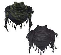 Explore Land Cotton Shemagh Tactical Desert Scarf Wrap, Black, Black and Green, One size