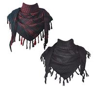 Explore Land Cotton Shemagh Tactical Desert Scarf Wrap, Black, Black and Red, One size