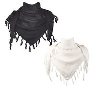 Explore Land Cotton Shemagh Tactical Desert Scarf Wrap, Black, Solid White, One size