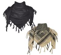 Explore Land Cotton Shemagh Tactical Desert Scarf Wrap, Black, Tan, One size