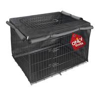 Explore Land Dog Crate Cover for 42 Inches Wire Cage, Heavy-Duty Lattice Pet Kennel Covers Compatible with 1 2 3 Doors Standard Metal Crate (Black)