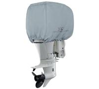 Explore Land Outboard Motor Cover - Waterproof and Fade Resistant 600D Heavy Duty Boat Engine Hood Covers - Fit for Motor 25-50 HP, Grey