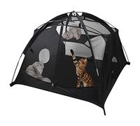 Explore Land Outdoor Pet Tent - Mesh Cat Play Tent Portable Mesh Play House Enclosure for Cat Rabbit Puppy and Small Animals in Deck Yard Balcony Patio Park Camping Travel Indoor (Black Tent)