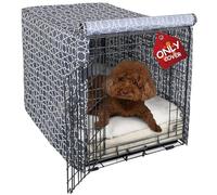 Explore Land Pattern Dog Crate Cover for 30 Inches Wire Cage, Heavy-Duty Polyester Indoor Pet Kennel Covers Universal Fit for 1 2 3 Doors Standard Metal Crate (Morocco)