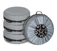 Explore Land Tire Cover with Handle - Seasonal Spare Tire Bag, Durable Winter Wheel Storage Tote Against Dust and Scratches, 4 Pack (Fits Tire Diameters 23''-25.75'', Charcoal)