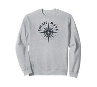 Explore More Compass Rose Adventure Travel Sweatshirt, Adult Unisex, Heather Grey, L