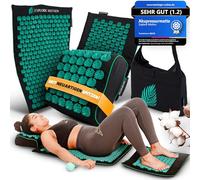 Explore Motion Original Acupressure Mat 6-in-1 Premium Set Made of Natural Fibres - Back & Neck Massage Against Stress & Tension | With Cushion & Massage Ball | Feel the Difference