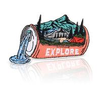 Explore Nature in a Can Patch, Surreal Outdoor Landscape Embroidered Iron On and Sew On Patch for Backpack, Jacket, Hoodie, Hat, Clothes, Adventure Gift for Hikers, Campers & Road Trippers