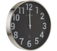 Explore Scientific RAC1003 Wall Clock diameter 25 cm, Radio Controlled, Precise Movement, No Adjustment, Contemporary Design, With Numbers, Metal, Black