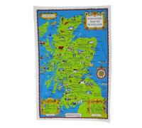 Explore Souvenir Map of Scotland : 100% Cotton Tea Towel - Authentic Scottish Design