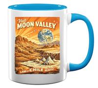 Explore Stunning Landscapes in Moon Valley Ceramic Tea Coffee Mug Light Blue