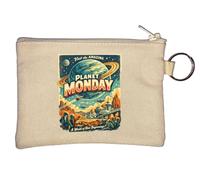 Explore the Amazing Planet Monday Adventures Key Chain Coin Purse Beige