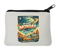 Explore the Amazing Planet Monday Adventures Neoprene Coin Purse Pouch 10x11cm White