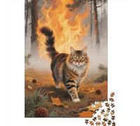 Explore The Charm of Norwegian Forest Cat with 1000 Piece Wooden Puzzle - A Perfect Blend of Fun And Education for Adults