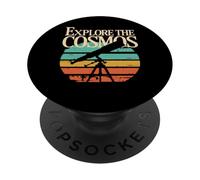 Explore the Cosmos Telescope Retro Astronomy PopSockets Adhesive PopGrip