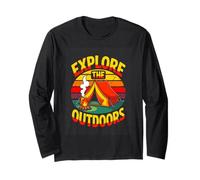 Explore The Outdoors Camping Tent Campfire Long Sleeve T-Shirt