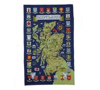 Explore Town Crest Map : 100% Cotton Tea Towel - Authentic Scottish Design