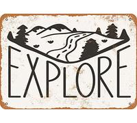 Explore Wild Forest Mountain Rustic Retro Fashion Chic Metal Tin Sign Garage Vintage Garden House Wall Decor 6X8 Inch