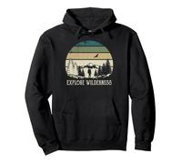 Explore Wilderness Vintage Mountain Elk Nature Graphic Pullover Hoodie