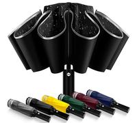 ExploreBliss Travel Umbrella Superior, Beautiful & Compact, Large Strong but Light Portable and Automatic Folding Rain Umbrella, Premium Grip, Fits Car & Backpack, Black, 46inch, Compact