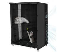 ExploreLand Breathable Cat Cage Cover,36" L x 24" W x 50" H | Blackout Catio Cover for Pets' Good Night &Sunshade,Fits for Amazon Basics 3 Tire Cat Cage(Cover Only)