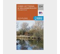 Explorer 224 Corby, Kettering & Wellingborough Map With Digital Version, Orange One Size