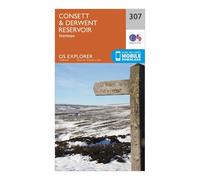 Explorer 307 Consett & Derwent Reservoir Map With Digital Version, Orange One Size