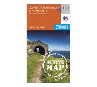 Explorer Active 108 Lower Tamar Valley & Plymouth Map With Digital Version - Orange, Orange One Size
