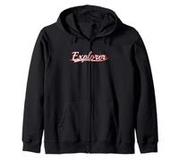 Explorer Adventure Wilderness Hiker Vintage Varsity Zip Hoodie