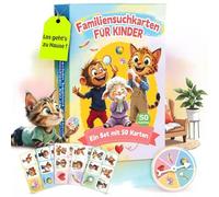 Explorer Cards for Children - 50 Playing Cards with Turntable & Stickers - Indoor Treasure Hunt & Explorer Game - Montessori Inspired Indoor Educational Game
