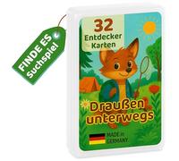 Explorer Cards for Children from 4 Years - 32 Outdoor Tasks to Research & Discover in Forest, Park & Garden I Nature Game for Girls & Boys I Educational Game & Gift I Travel Format in Case