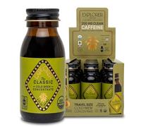 Explorer Cold Brew Liquid Concentrate Travel 12-Pack, 2 fl oz Per Bottle, On The Go Iced or Hot Coffee, 12 Servings, Perfect For Air Travel, Pure & Unsweetened Black, (Reg Caf)