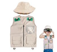 Explorer Costume Kids, Washable Vest With Hat, Outdoor Adventure Explorer Set, Perfect For Jungle Exploration, Park Play, Outdoor Tour, Zoo Hunting, Birthday Party & Imaginative Role Play