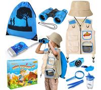 Explorer Costume Kids with Safari Vest & Hat, Kids Explorer Kit & Bug Catcher Kit with Binoculars, Outdoor Exploration Set with Vest & Hat, Ideal Outdoor Camping Adventure Toys for Boys Girls