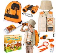 Explorer Costume Kids with Safari Vest & Hat, Kids Explorer Kit & Bug Catcher Kit with Binoculars, Outdoor Exploration Set with Vest & Hat, Ideal Outdoor Camping Adventure Toys for Boys Girls