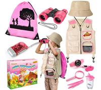 Explorer Costume Kids with Safari Vest & Hat, Kids Explorer Kit & Bug Catcher Kit with Binoculars, Outdoor Exploration Set with Vest & Hat, Ideal Outdoor Camping Adventure Toys for Boys Girls