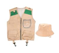 Explorer Kit - Adventure Role Play Vest, Kids Outdoor Costume with Sturdy Breathable Canvas Hat, Inspires Nature Exploration and Learning, Ideal for Fishing Camping Workplace