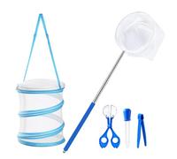 Explorer Kit with Butterfly Net and House, Five-Piece Insect Observation Set for Nature Study, Foldable Cage, Telescopic Scoop, Scissor Clamps
