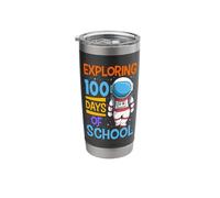 Exploring 100 Days of School Outer Space Traveler Astronaut Stainless Steel Insulated Tumbler